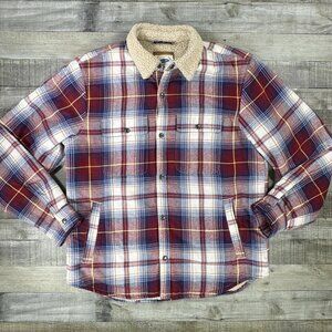 Old Navy Jacket Mens Large Plaid Sherpa Lined Flannel Fleece Warm Casual